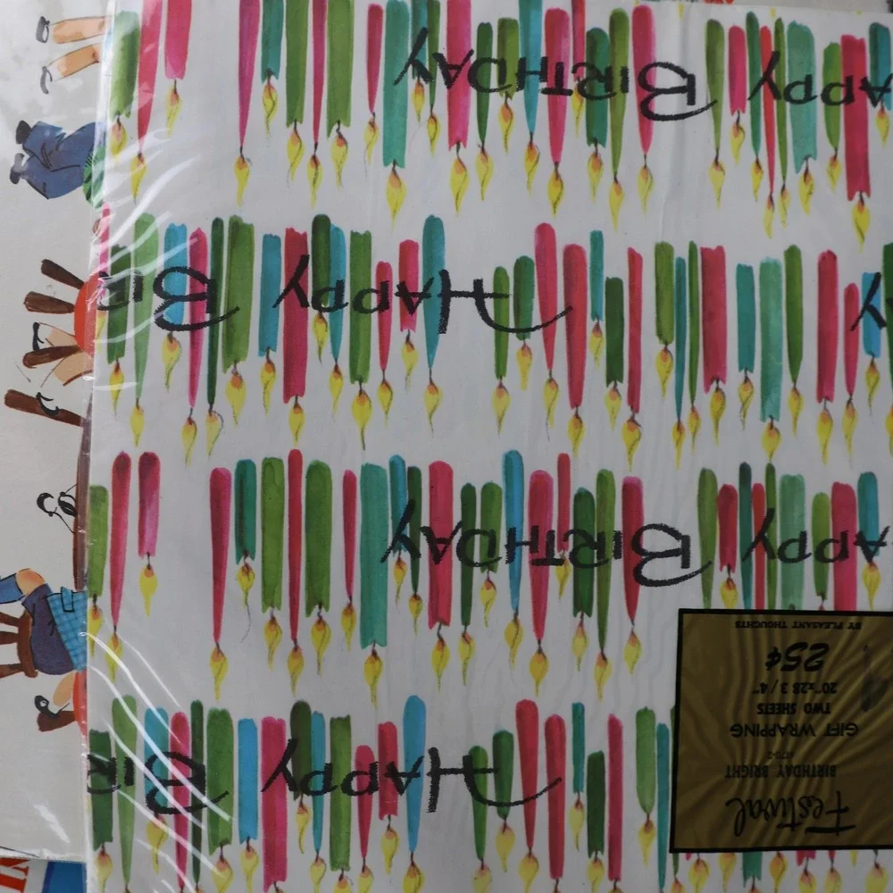 Vintage Wrapping Paper Sheets Lot Retro Birthday Kids Batman Gremlins Designs
